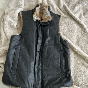 Reversible waxed/fur vest
